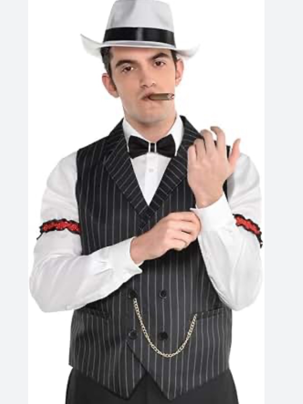 Black Pinstripe Gangster Vest for Men L/XL Halloween costume accessory NEW